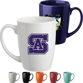 12 oz Custom Imprint Glossy Mugs Curved Grip