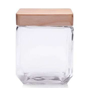 41 oz. Candy Jars Square Glass  with Wooden Lid