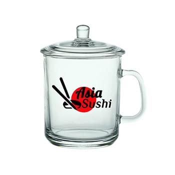 15 oz. Custom Glass Tea Cups w/ Lids