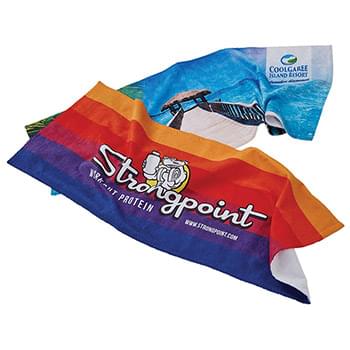 24"x 42" Sublimated Plush Microfiber Gym Towel w/ Cotton Terry Loops