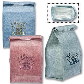Velcro Roll up Insulated Lunch Bag w/ Marble Finish