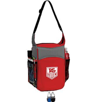 Two-Tone Insulated Picnic Lunch Cooler Bag w/ Front Pocket & Dual Side Mesh Pocket (7" x 10.5" x 5")