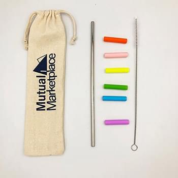 Stainless Steel Straw w/ Cleaning Kit Reusable Metal Straws