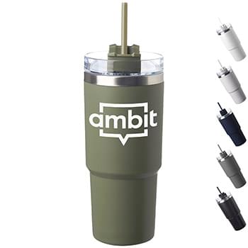 23 oz Matte Finish Travel Mugs with Straw