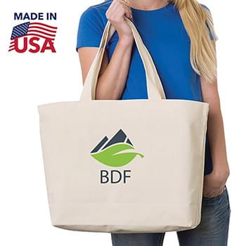 100% USA-Made Cotton Canvas Jumbo Tote Bag w/ Bottom Gusset (20" x 14" x 4")