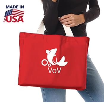 100% USA-Made 12 oz. Cotton Canvas Tote Bag w/ Bottom Gusset (14" x 11" x 4")