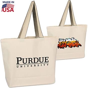 100% USA-Made Extra Large 12 oz. Cotton Canvas Tote Bags W/ Gusset (19" x 14" x4")