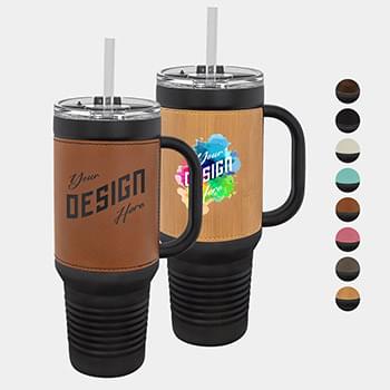 40 oz Polar Camel® Laserable Leatherette Travel Mug with Handle