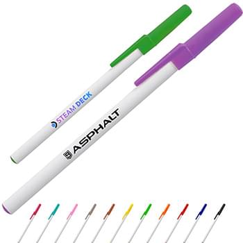 Durable Stick Pen w/ Colored Cap