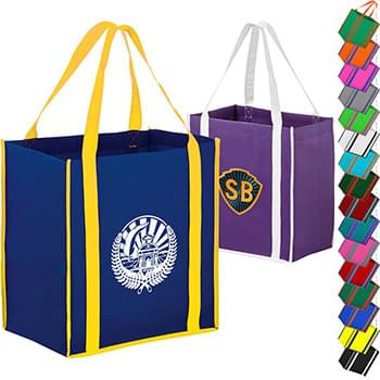 Heavy Duty Two-Tone Non-Woven Shopping Tote Bag w/ Gusset (12" x 13" x 8")