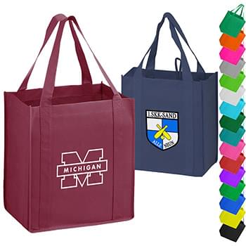 Heavy Duty 100GSM Non-Woven Grocery Tote Bag w/ Gusset (13" x 15" x 10")